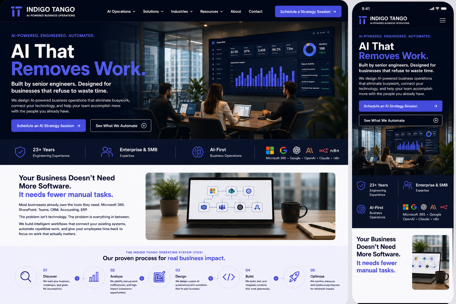 Responsive Indigo Tango website mockup